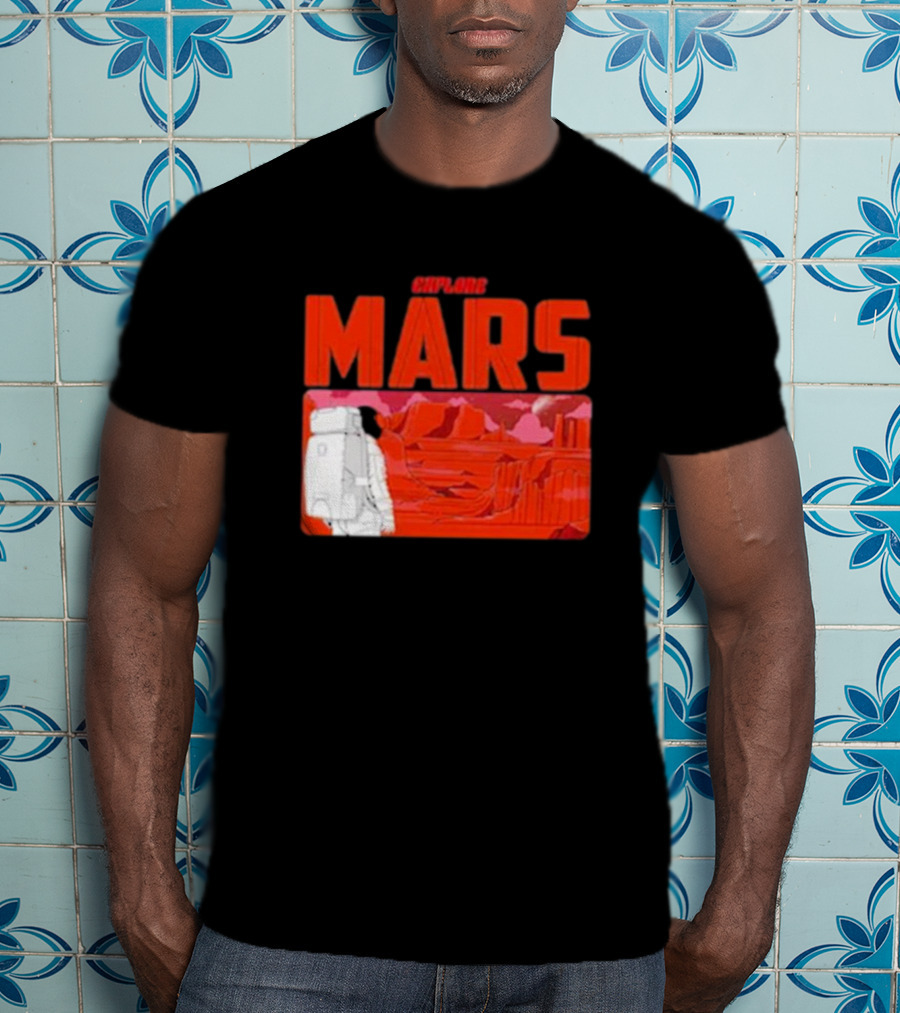 Explore Mars Astronaut Adventure Red Landscape T-Shirt