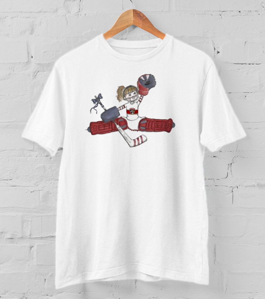 Florida Panthers Toddler Girls Goalielocks Hockey Goalie Character In Red Pads T-Shirt