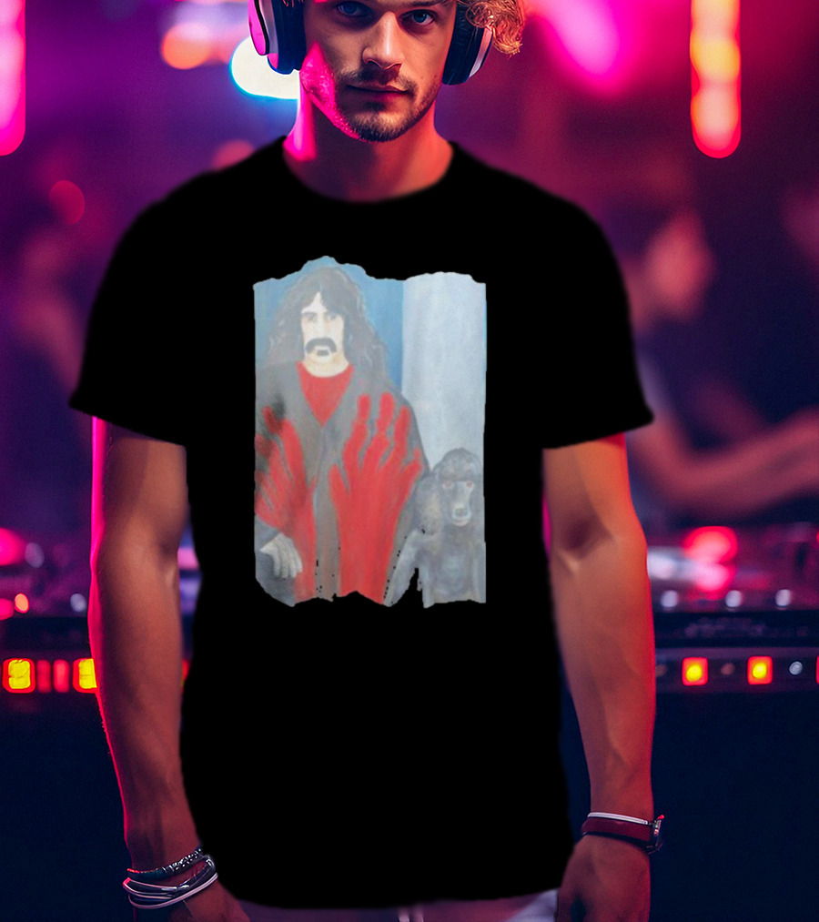 Jackey Neyman Jones Frank Zappa The Master Mashup With Red Hand Prints T-Shirt