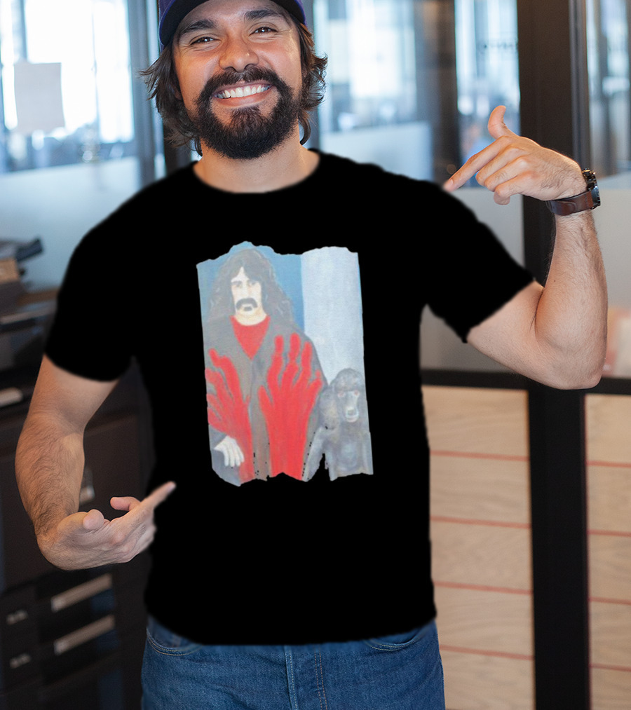 Jackey Neyman Jones Frank Zappa The Master Mashup With Red Hand Prints T-Shirt