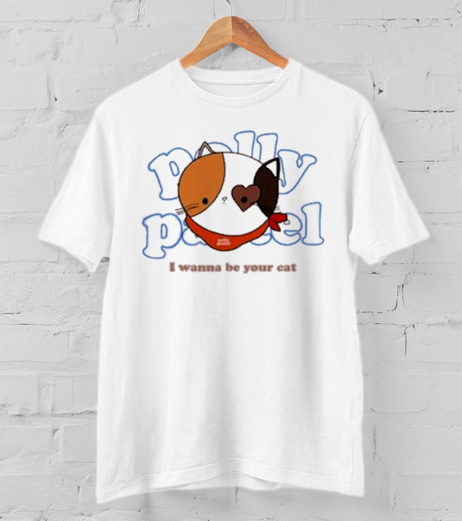 Polly Pastel I Wanna Be Your Cat With Heart-Eyed Kitten Wearing Bandana T-Shirt