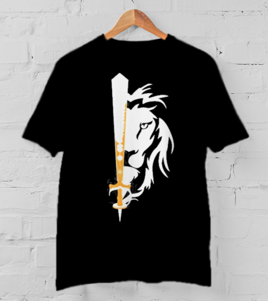 Real Sikh Lion And Sword Blackout Gold T-Shirt