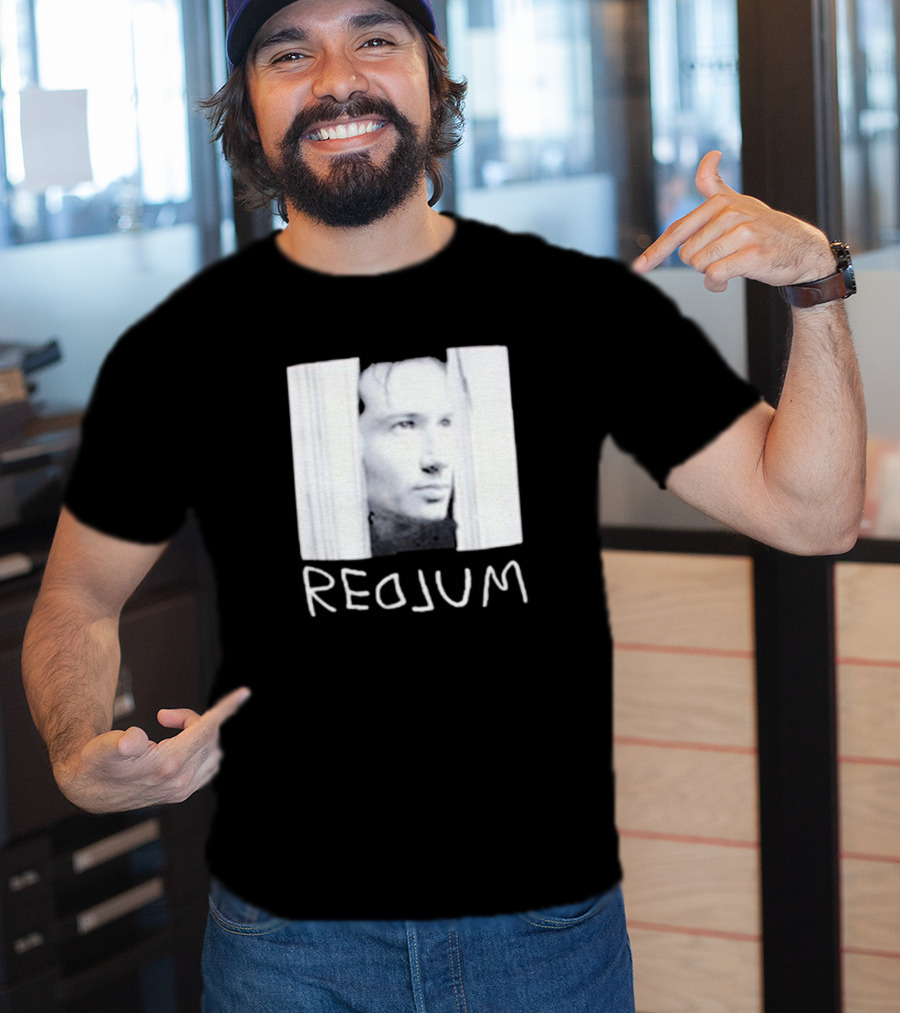 Redrum The Shining Redlum Johnny Face Peeking Through Door T-Shirt