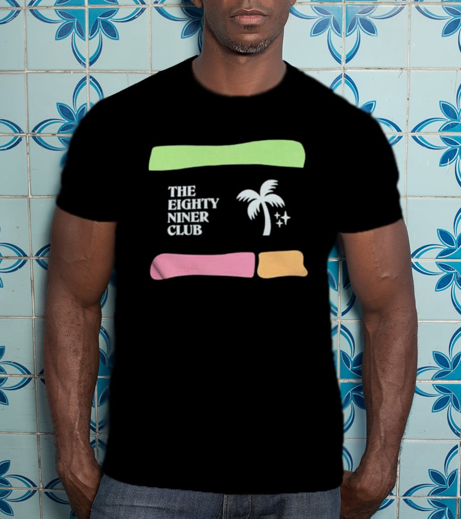 The Eighty Niner Club Palm Tree Stars Retro Stripes T-Shirt