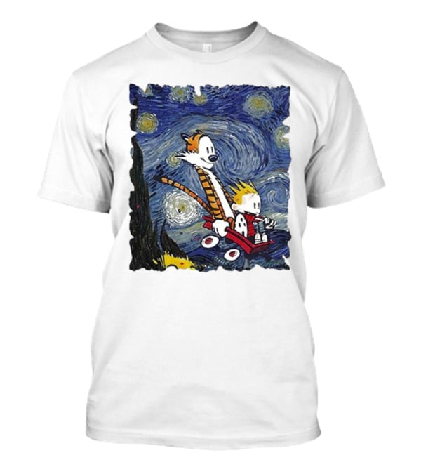 Vincent Van Gogh Starry Night Calvin And Hobbes Wagon T-Shirt