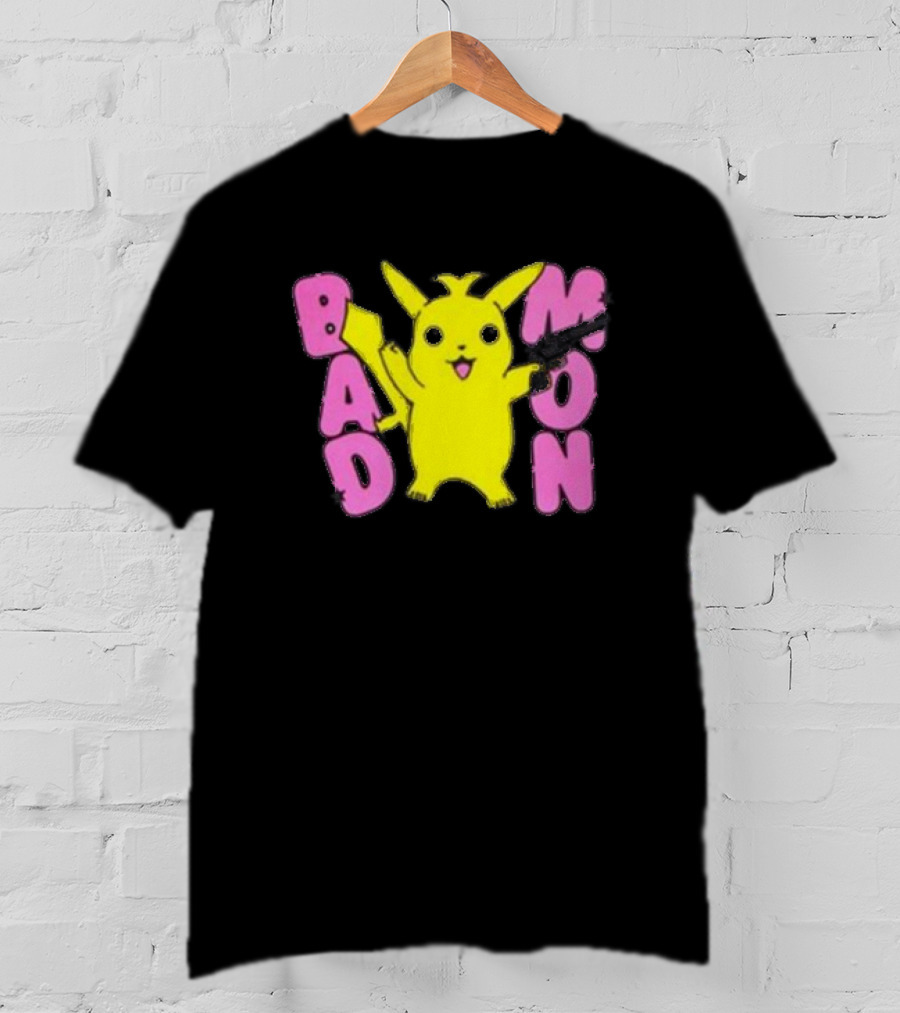 Bad Mon Pikachu With Pink Bold Letters T-Shirt