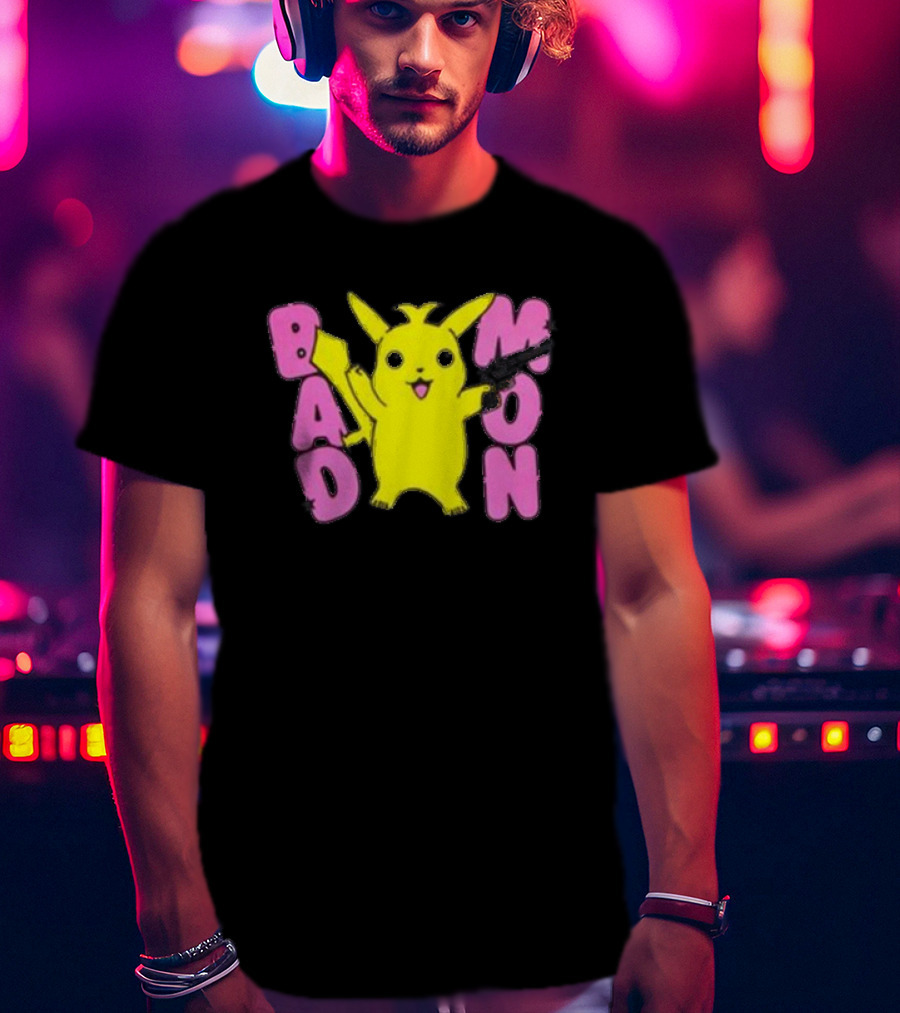 Bad Mon Pikachu With Pink Bold Letters T-Shirt