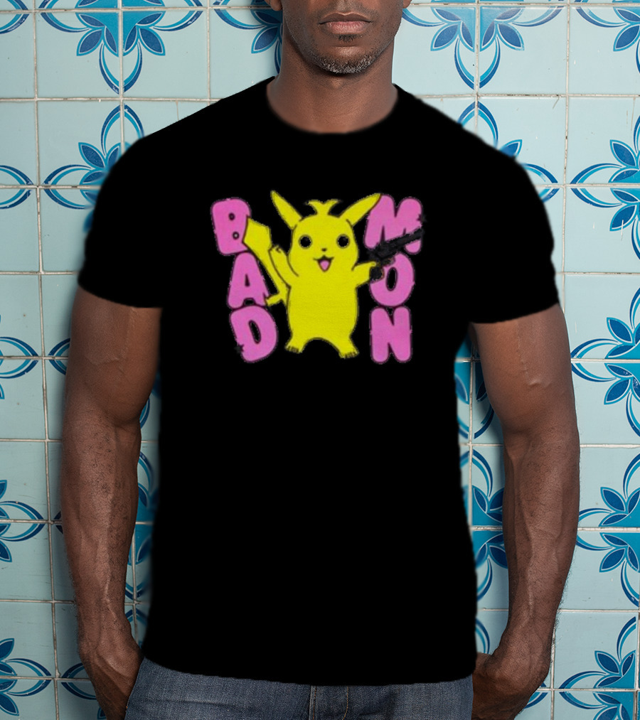 Bad Mon Pikachu With Pink Bold Letters T-Shirt