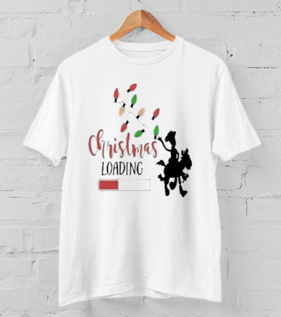 Christmas Loading Cowboy Silhouette With Festive Lights T-Shirt