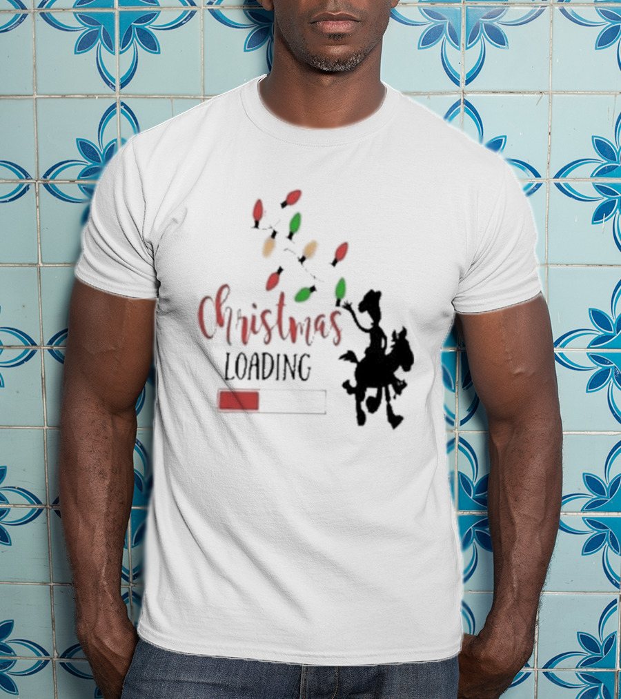 Christmas Loading Cowboy Silhouette With Festive Lights T-Shirt