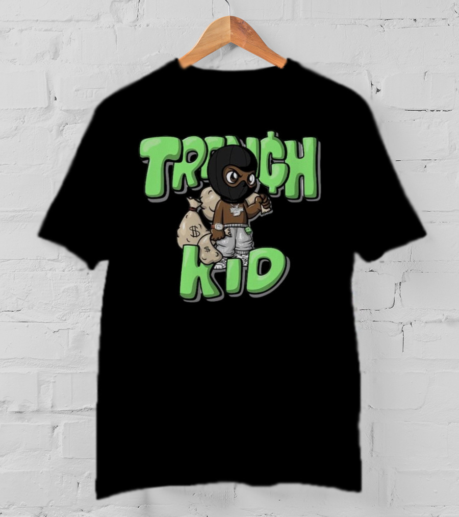 Lil Tjay Trench Kid Black Mask Money Bag T-Shirt