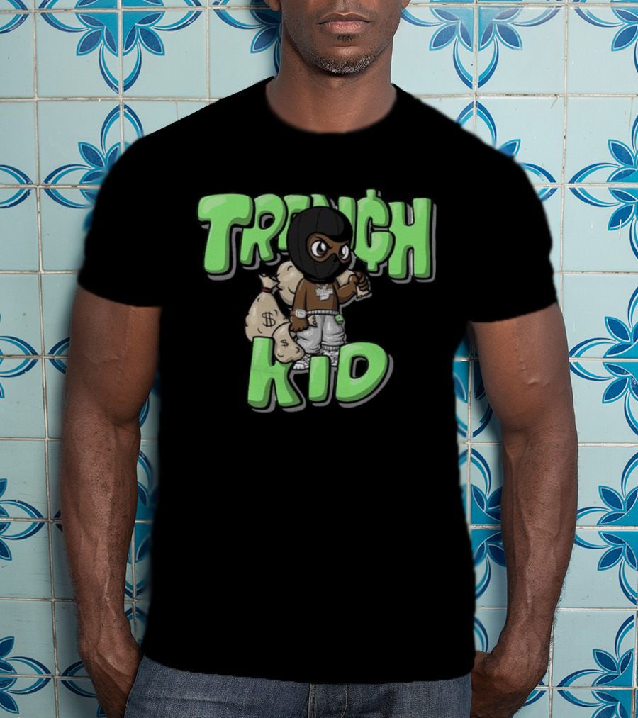 Lil Tjay Trench Kid Black Mask Money Bag T-Shirt