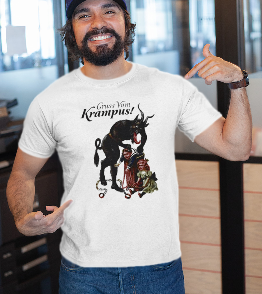 Meowy Krampus Gruss Vom Krampus Christmas Feline Holiday Mischief T-Shirt