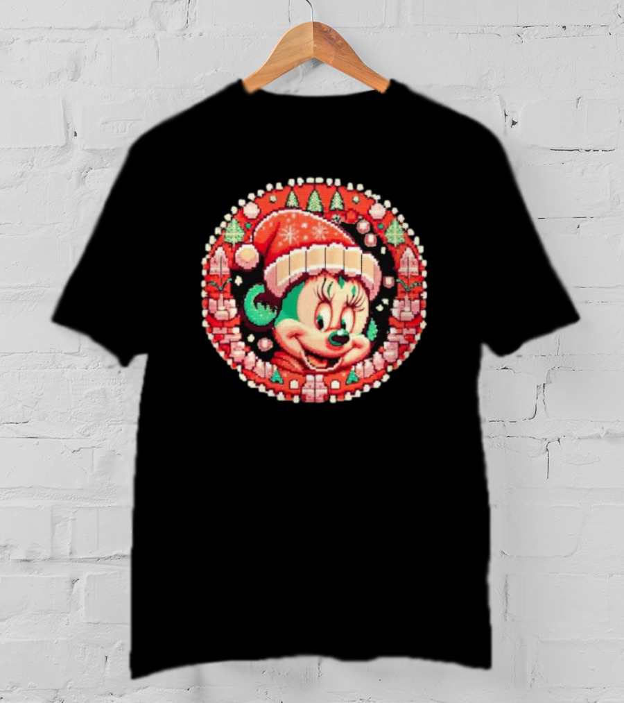 Minnie Mouse Christmas Sparkle Disney Magic Festive Holiday Santa Hat T-Shirt