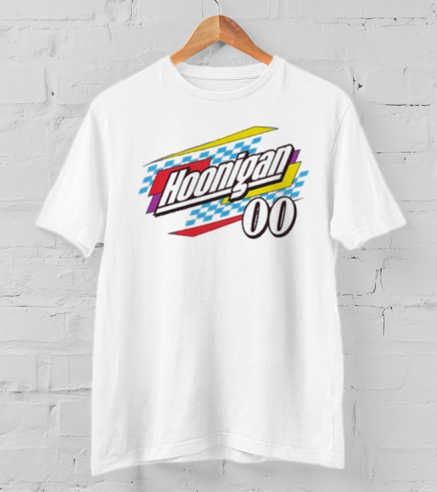 Best Hoonigan 00 Racing Style Checkered Stripes T-Shirt