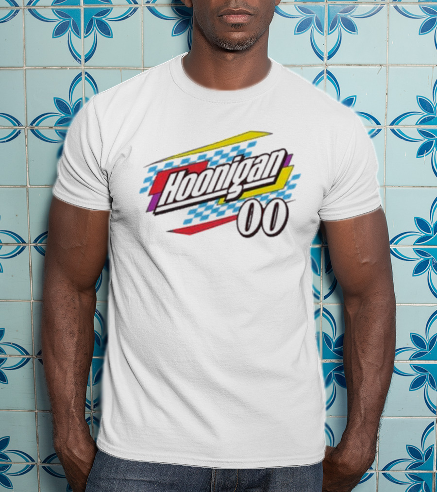 Best Hoonigan 00 Racing Style Checkered Stripes T-Shirt
