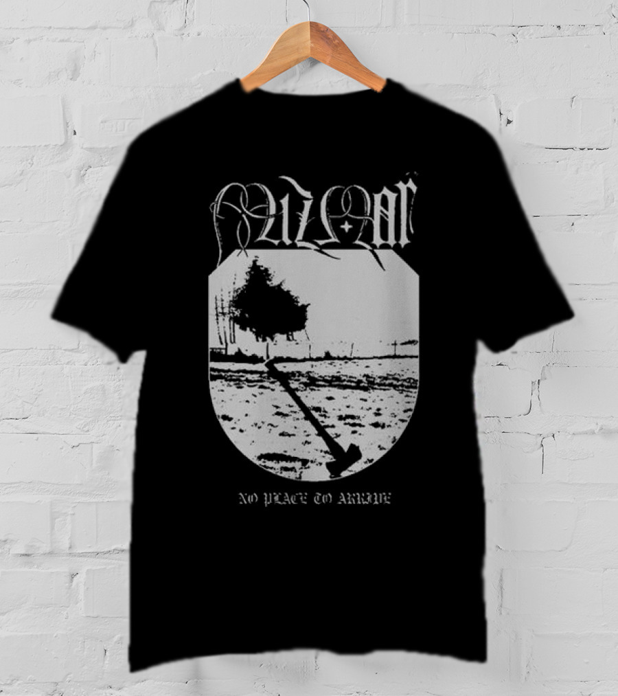 Mizmor No Place To Arriwe Black Metal Shield And Forest Scene T-Shirt