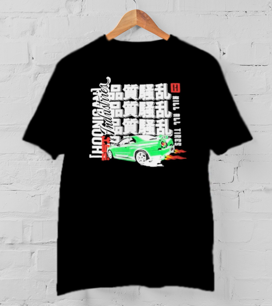 Hoonigan Industries Kill All Tires Green Car T-Shirt