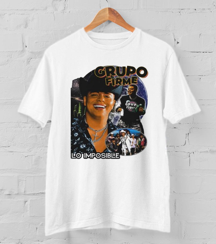 Grupo Firme Lo Imposible Cactus Cowboy Space Collage T-Shirt