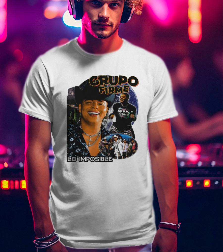Grupo Firme Lo Imposible Cactus Cowboy Space Collage T-Shirt