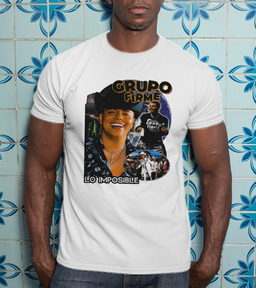 Grupo Firme Lo Imposible Cactus Cowboy Space Collage T-Shirt