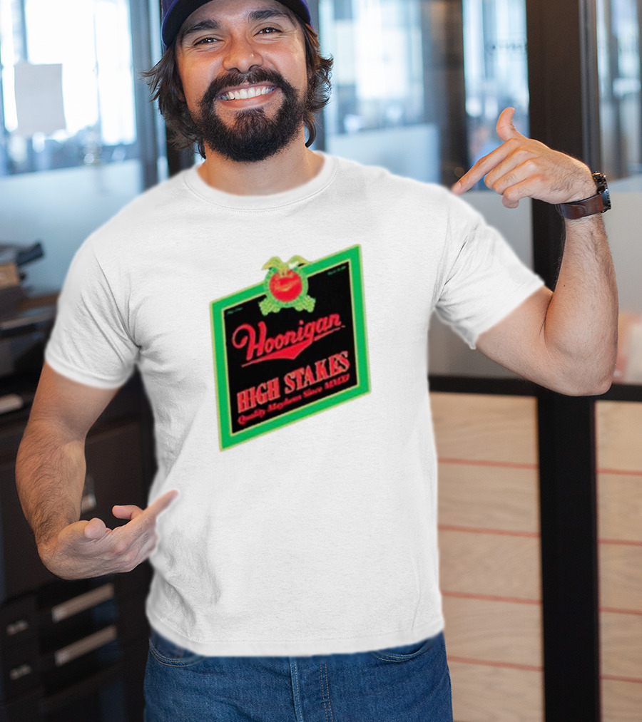 Hoonigan High Stakes Quality Mayhem Since MMXI Retro Apple Crate Label T-Shirt
