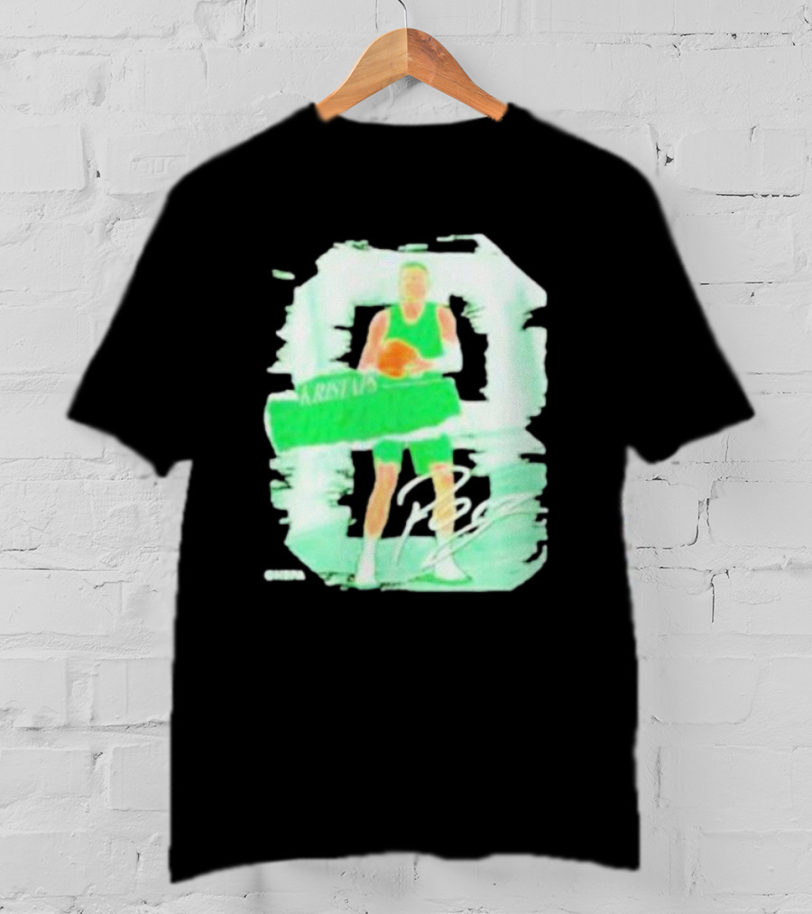 Kristaps Porzingis Boston Green Signature Basketball Player T-Shirt