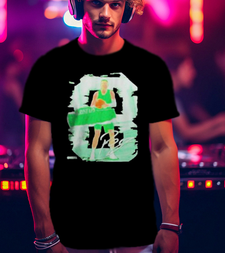 Kristaps Porzingis Boston Green Signature Basketball Player T-Shirt