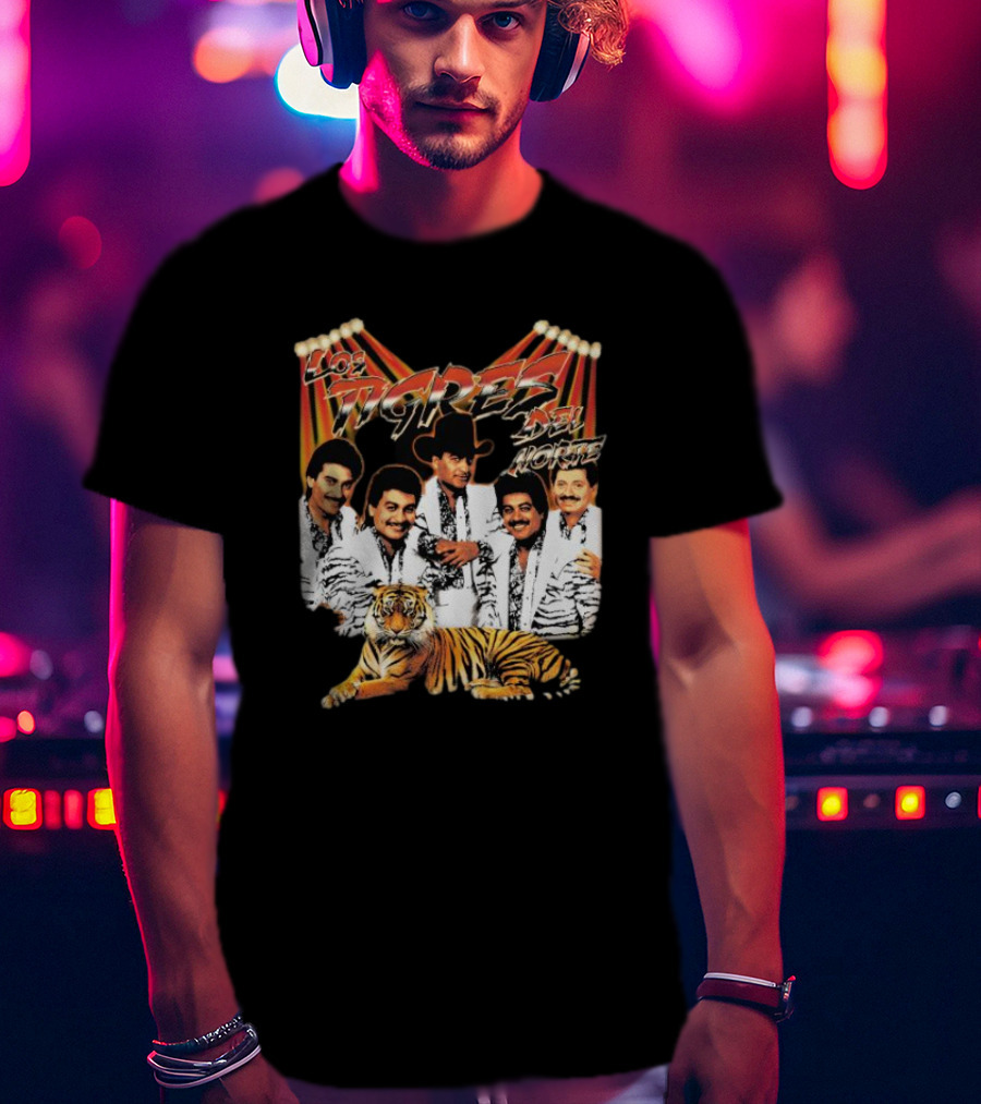 Los Tigres Del Norte Band Members With Tiger Image T-Shirt
