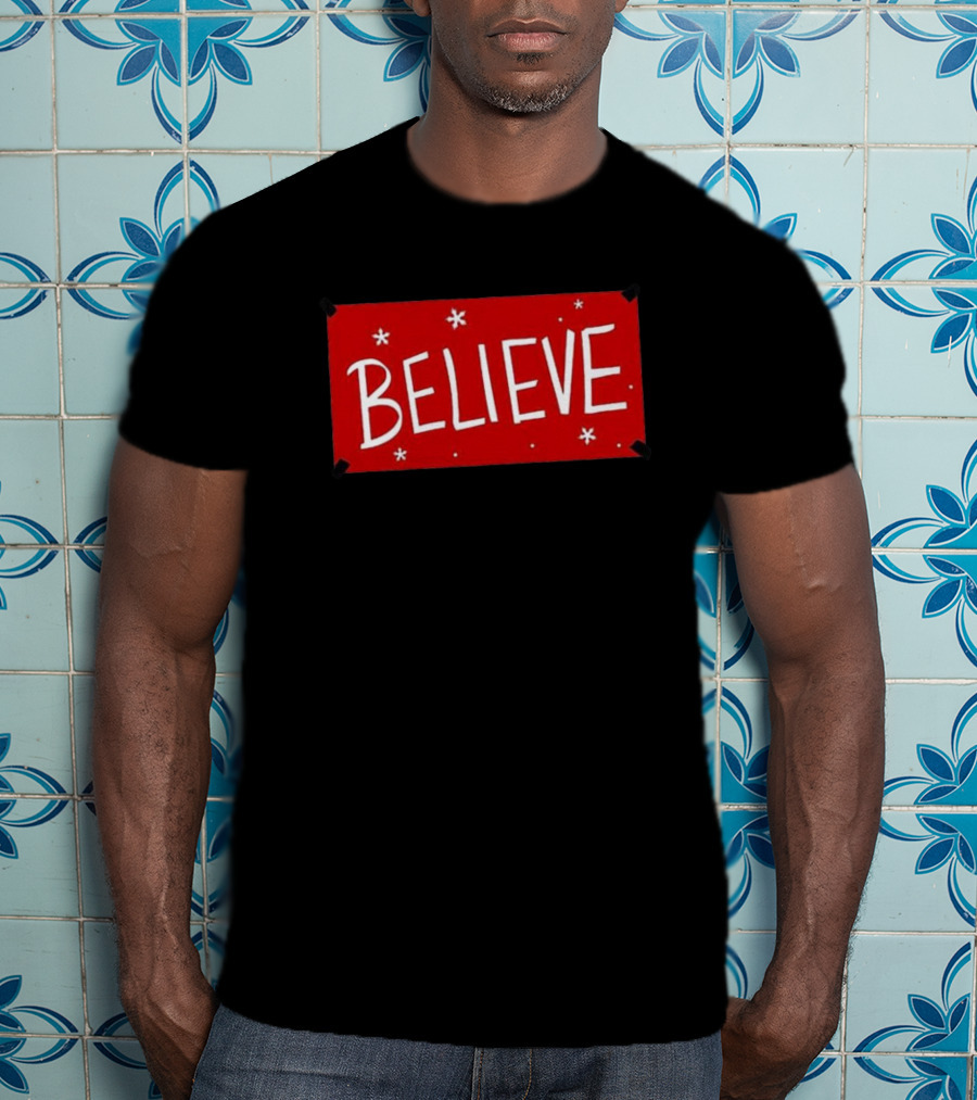 Believe Red Christmas Snowflakes T-Shirt
