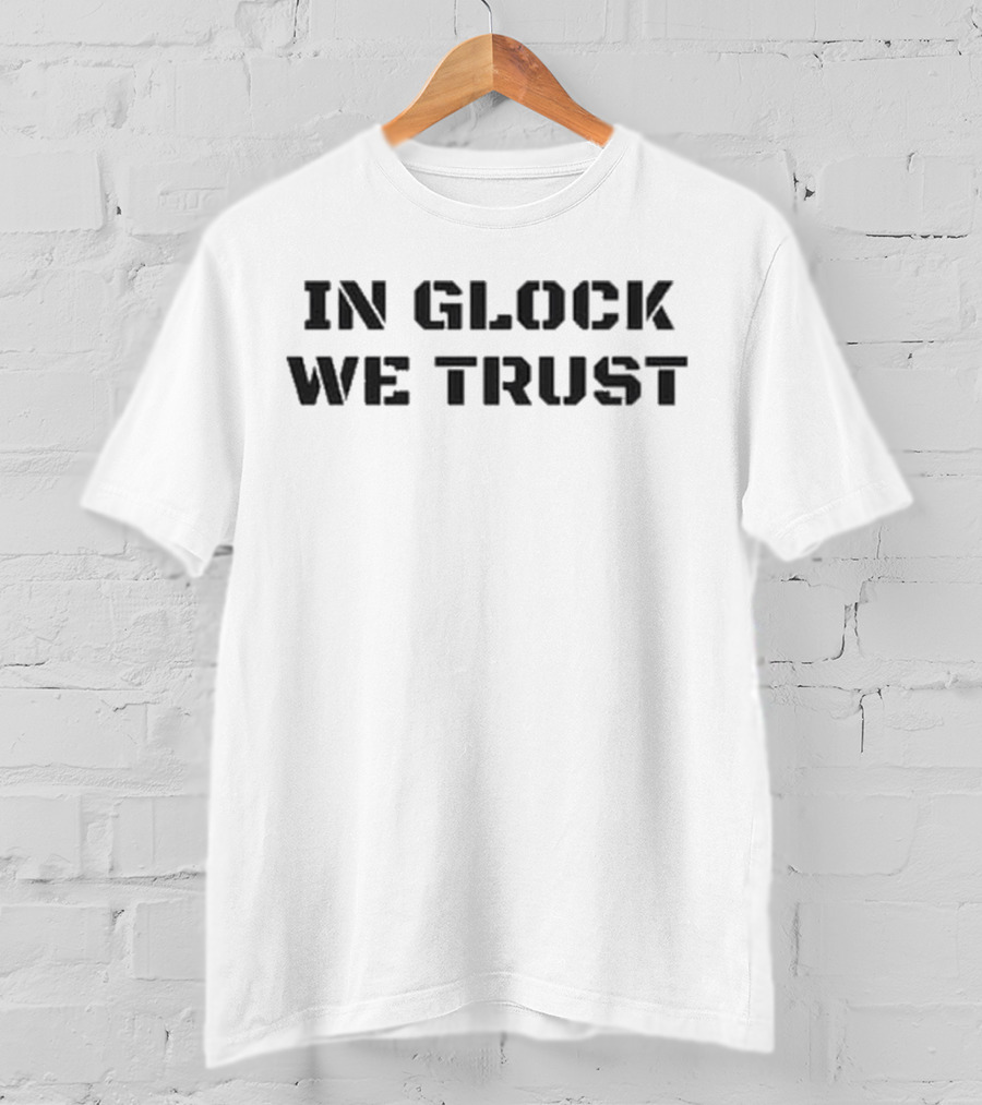 In Glock We Trust Mens Womens Police Cops Gun Rights Military Yellow T-Shirt
