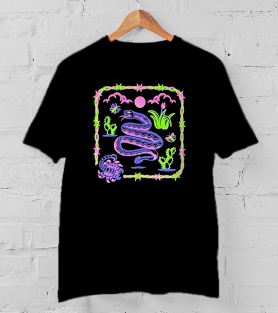 Night Creeps Snake Moon Cactus And Stars T-Shirt