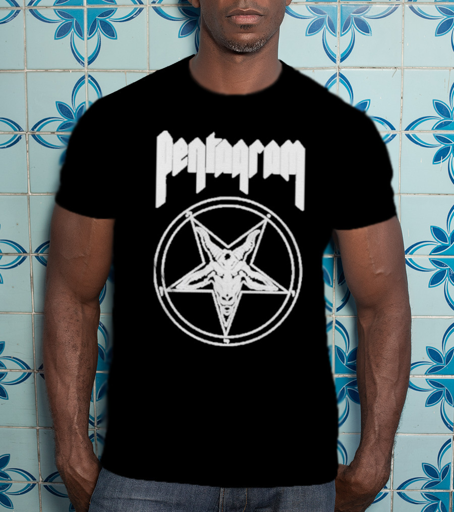 Pentagram Goat Head Circle Night Shift T-Shirt