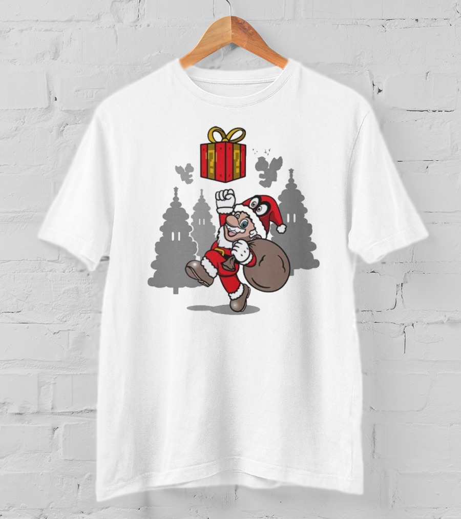 Super Merry O Super Mario Santa Claus Christmas Nintendo Funy T-Shirt