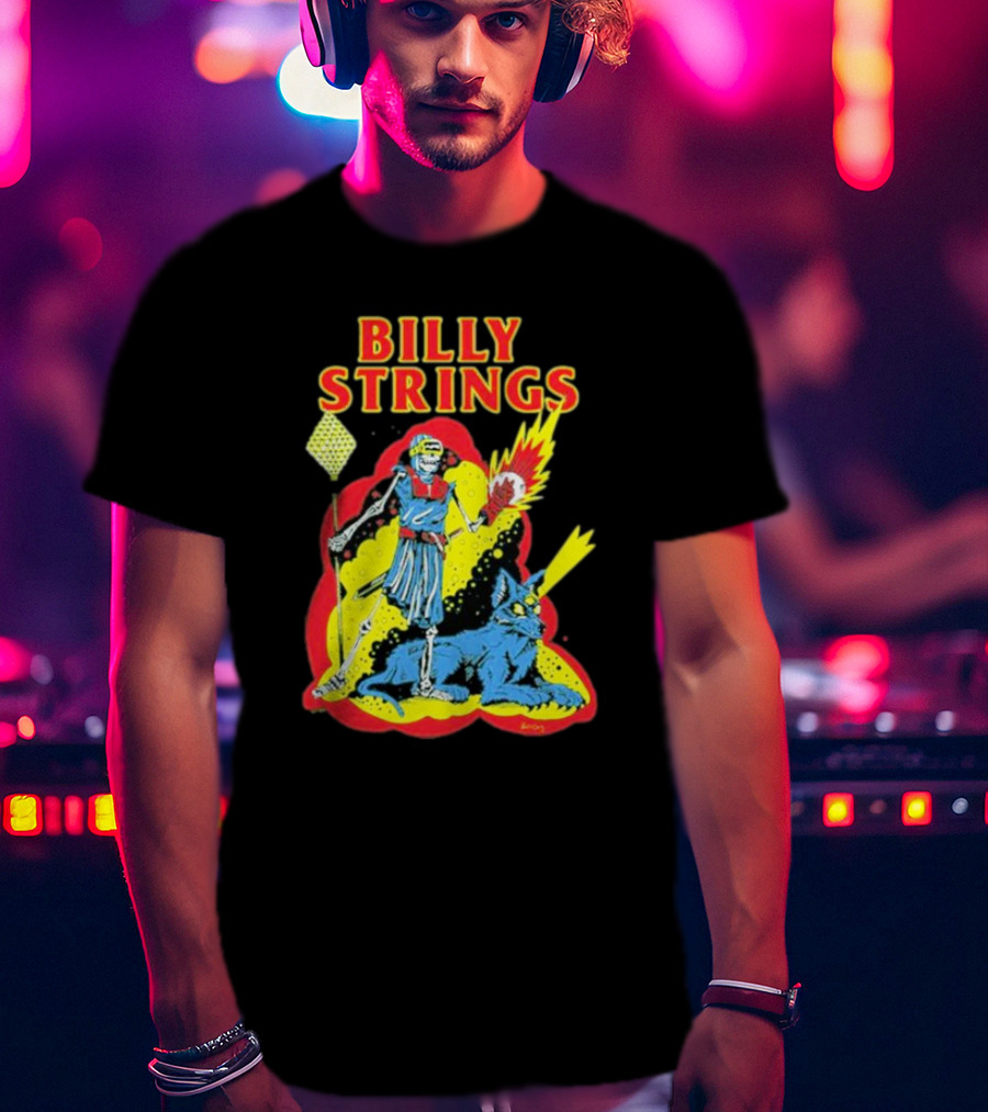 Billy Strings Skeleton Warrior With Blue Cyclops Cat T-Shirt