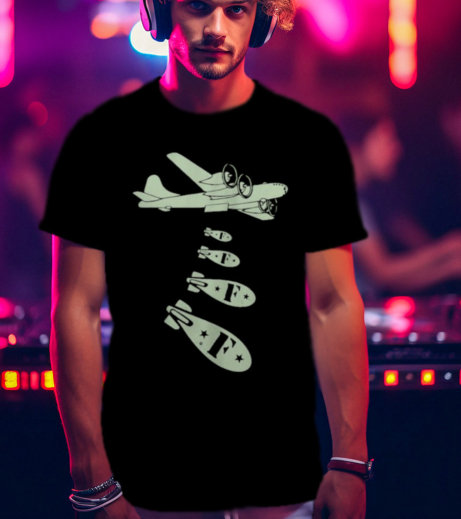 Vintage Bomber Dropping F Bombs Airplane T-Shirt