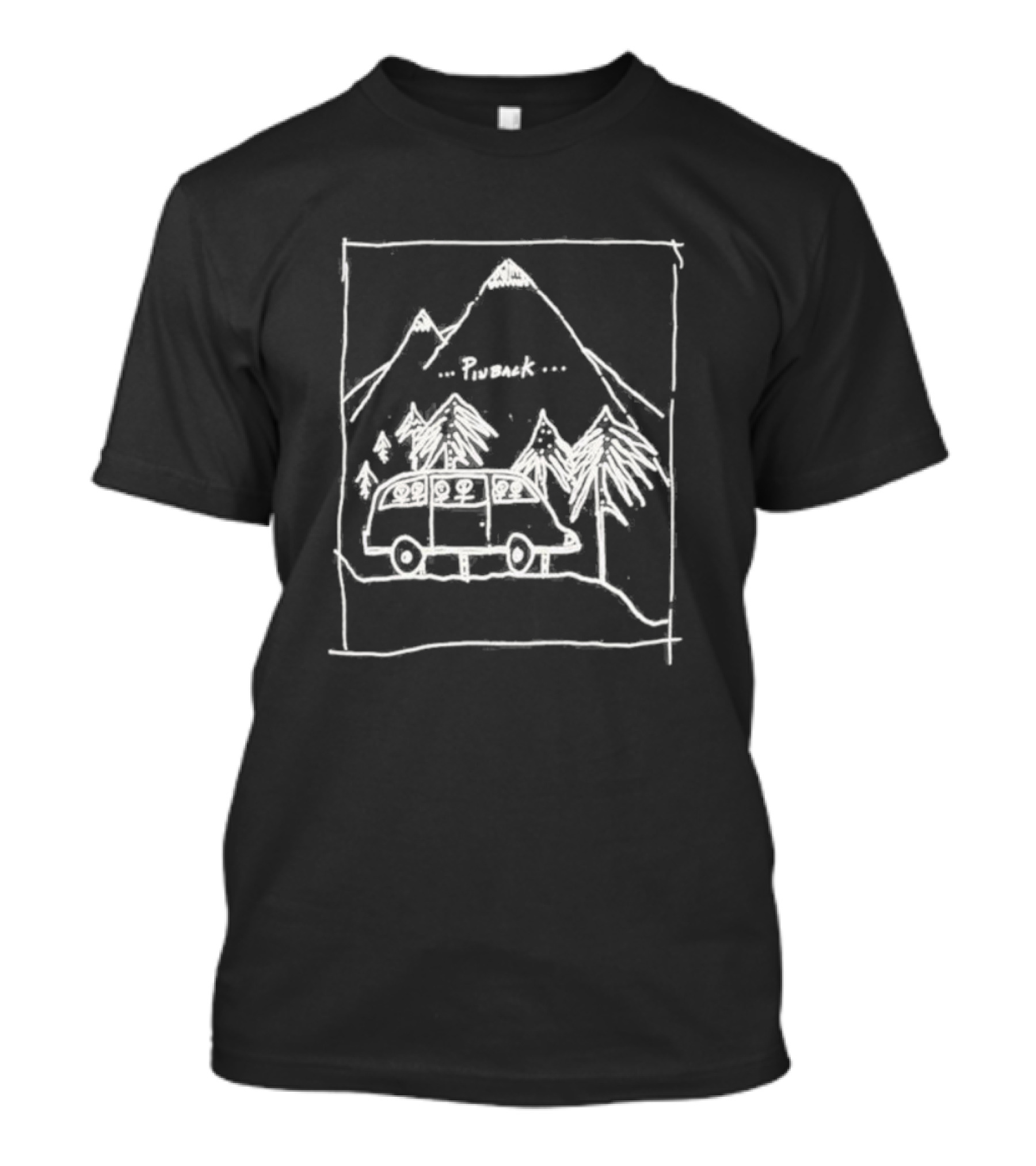 Camping Pinback Adventure With Mountain And Van In Nature Scene T-Shirt