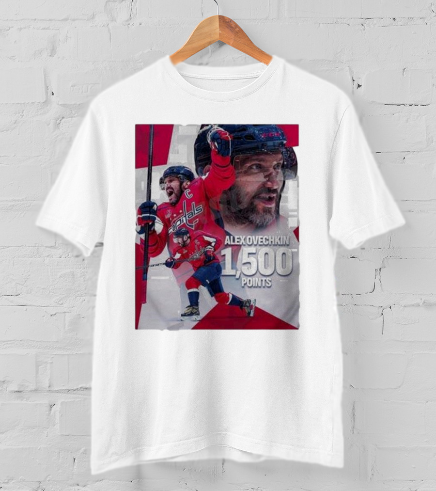 Alex Ovechkin 1500 Points Celebration Washington Capitals Red And White Hockey T-Shirt