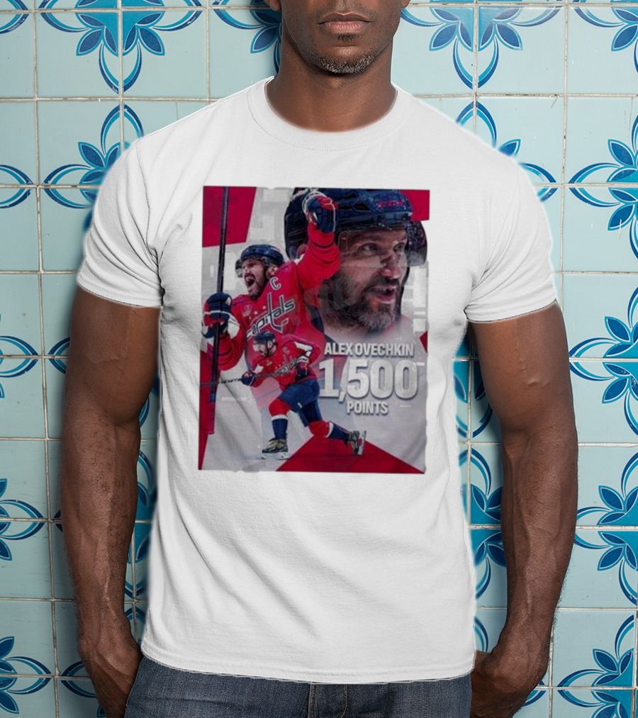 Alex Ovechkin 1500 Points Celebration Washington Capitals Red And White Hockey T-Shirt