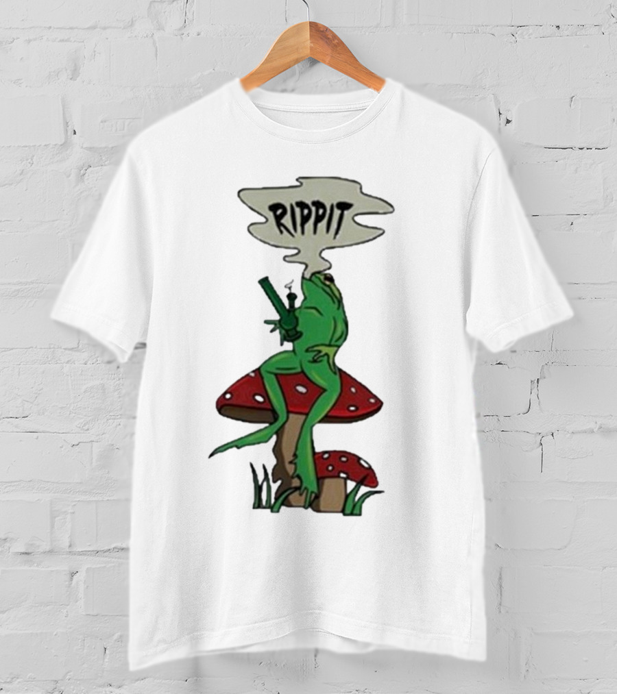 Fourtwenty Rippit Frog Smoking On Mushroom T-Shirt