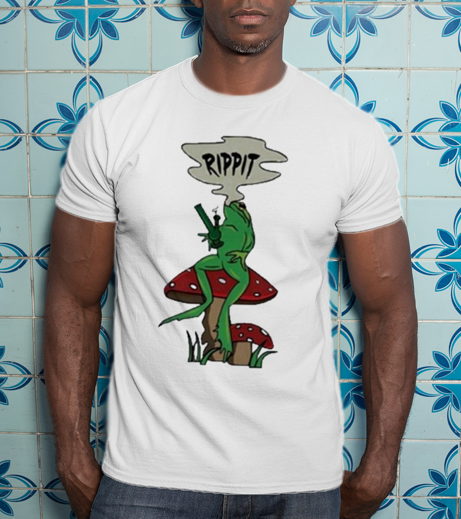 Fourtwenty Rippit Frog Smoking On Mushroom T-Shirt