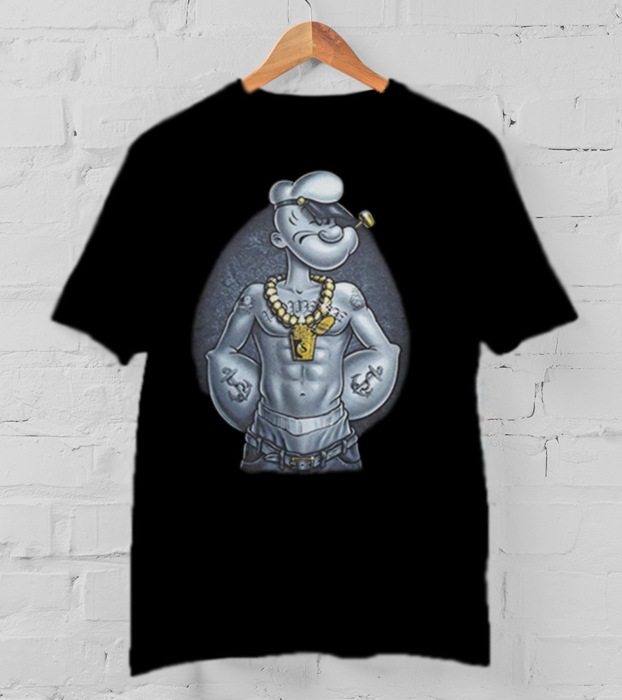 Popeye The Sailor Man Gangster Thug Jewelry Tattoos Pipe T-Shirt