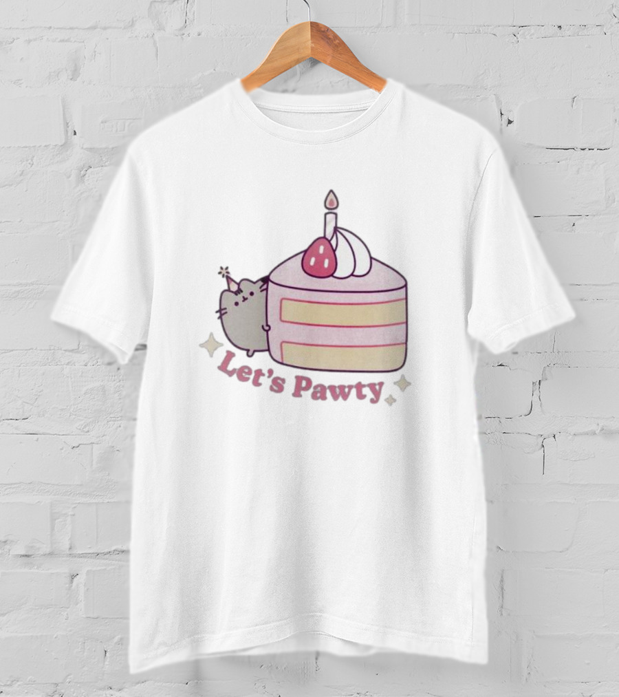 Pusheen Let's Pawty Cake Celebration Grey Marl T-Shirt
