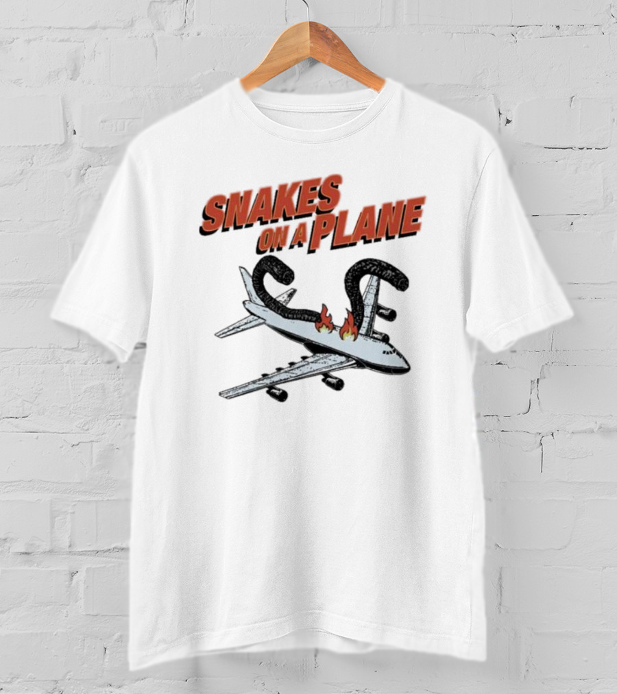Snakes On A Plane Fire Flames Jet Airliner T-Shirt