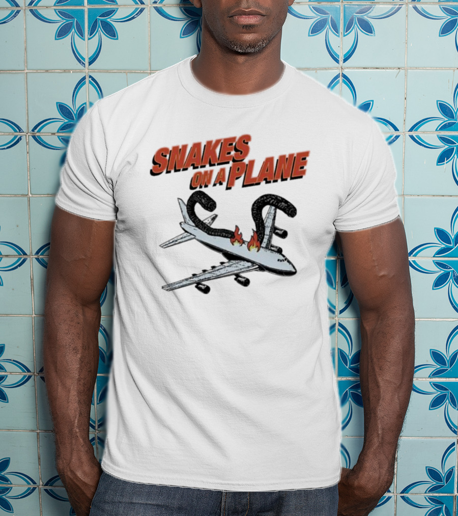 Snakes On A Plane Fire Flames Jet Airliner T-Shirt