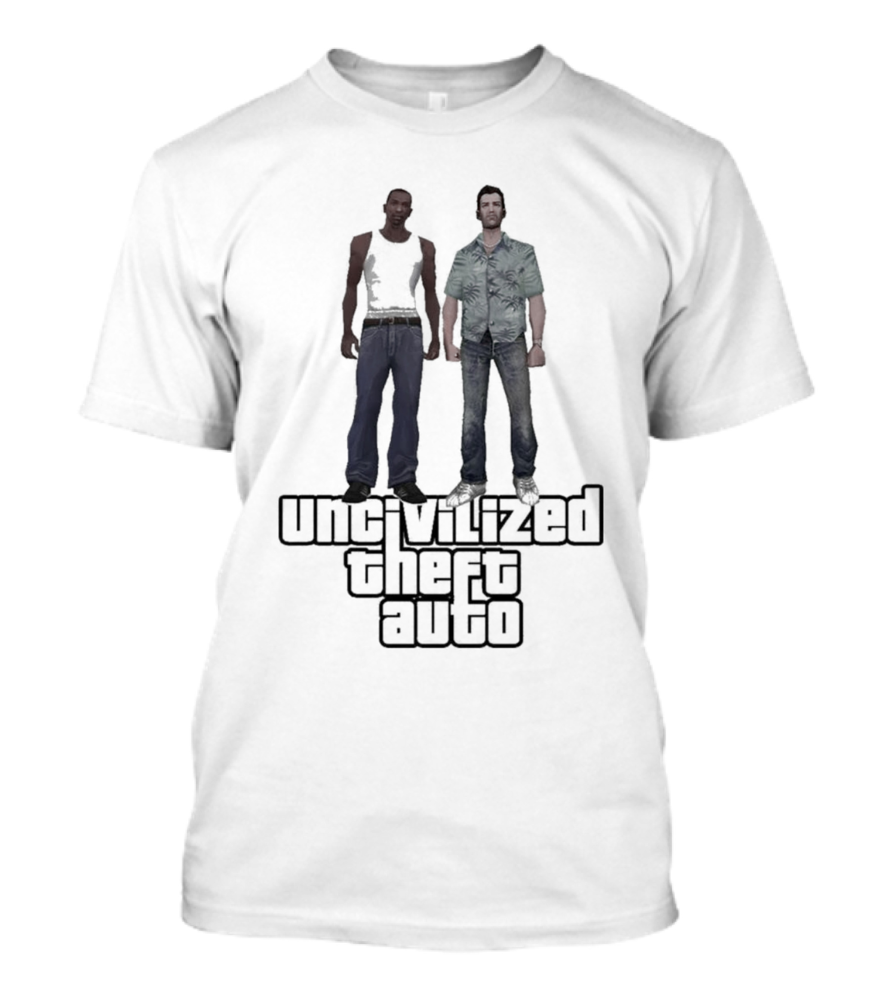 UNCIVILIZED THEFT AUTO GTA Parody Characters T-Shirt