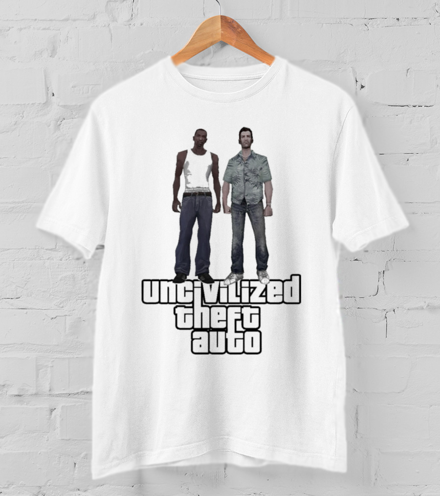 UNCIVILIZED THEFT AUTO GTA Parody Characters T-Shirt