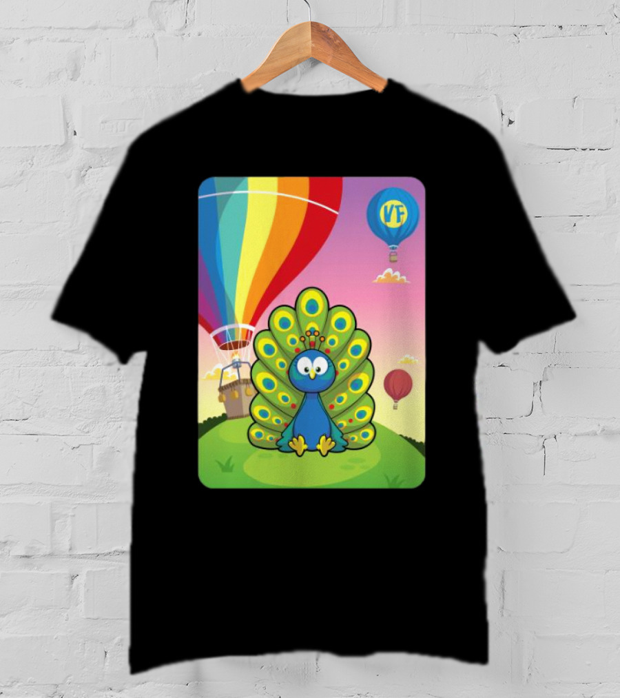 Vee Friends Practical Peacock Colorful Hot Air Balloon Vee Friends T-Shirt