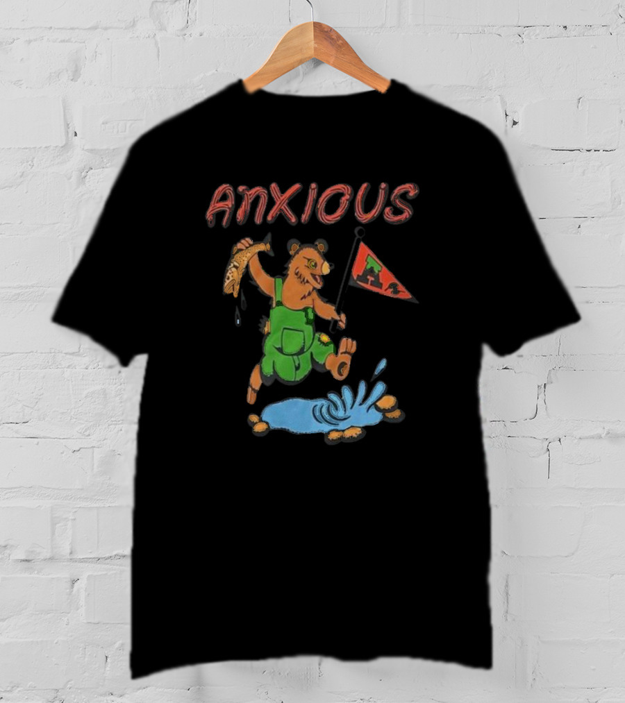 Anxious Bear With Flag And Fish Australia T-Shirt