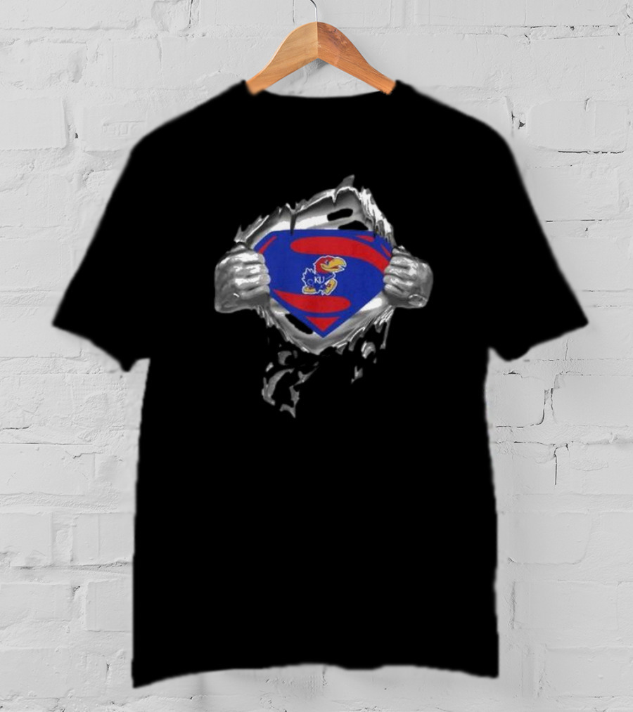 Kansas Jayhawks Emblem Revealed Inside Superman T-Shirt